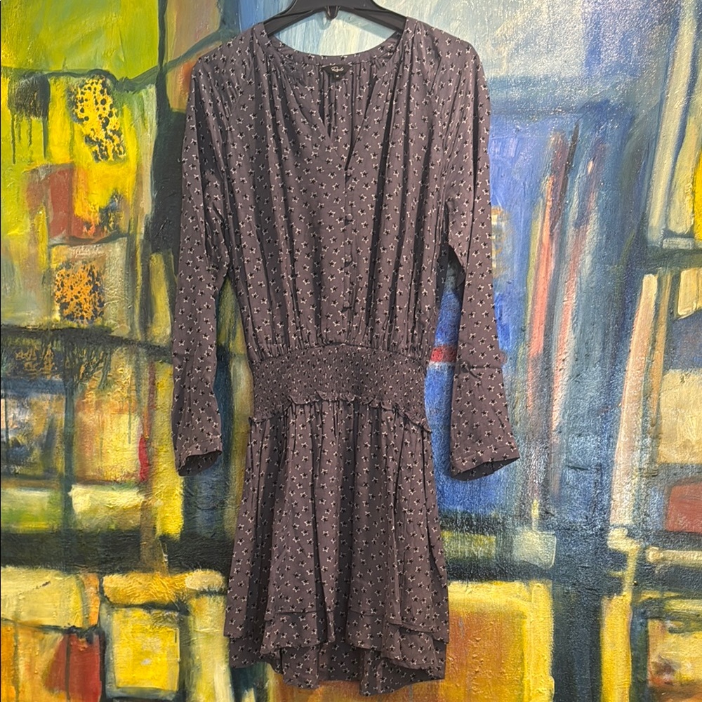 Rails Jasmine button down layered hem mini dress M NWOT